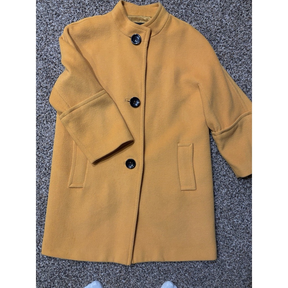 Talbots Wool‎ Winter  Women's Coat Size 10 Mustard Yellow Jumbo Buttons